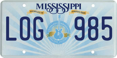 MS license plate LOG985