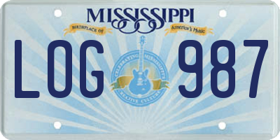 MS license plate LOG987