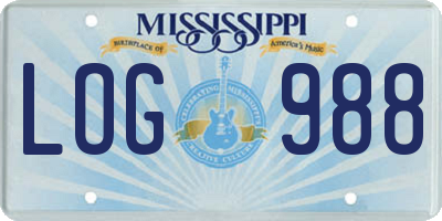 MS license plate LOG988