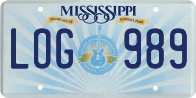 MS license plate LOG989