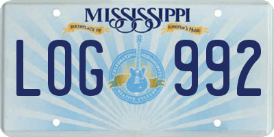 MS license plate LOG992