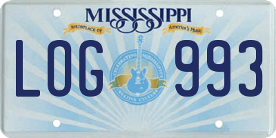 MS license plate LOG993