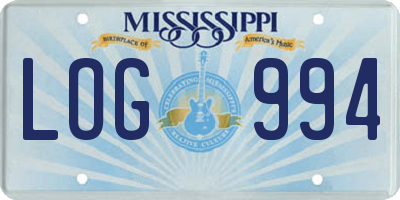 MS license plate LOG994