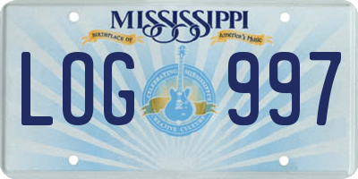 MS license plate LOG997