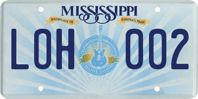 MS license plate LOH002