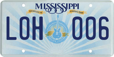 MS license plate LOH006