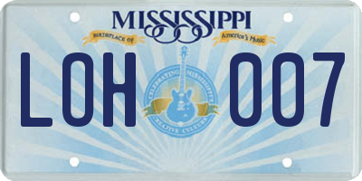 MS license plate LOH007