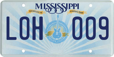 MS license plate LOH009