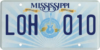 MS license plate LOH010