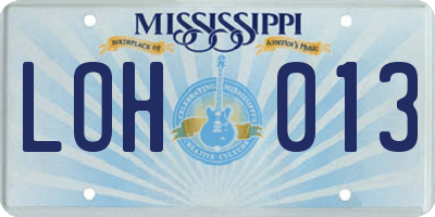MS license plate LOH013