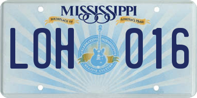MS license plate LOH016