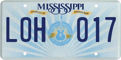 MS license plate LOH017
