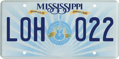 MS license plate LOH022