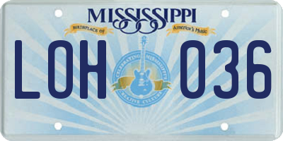 MS license plate LOH036