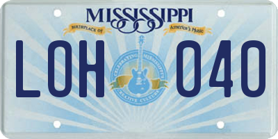 MS license plate LOH040