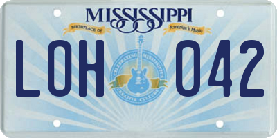MS license plate LOH042
