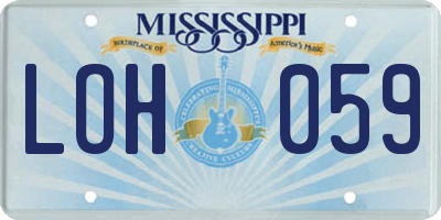 MS license plate LOH059