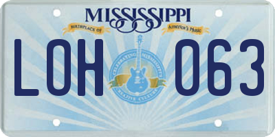MS license plate LOH063