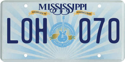 MS license plate LOH070