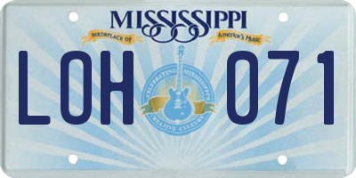 MS license plate LOH071