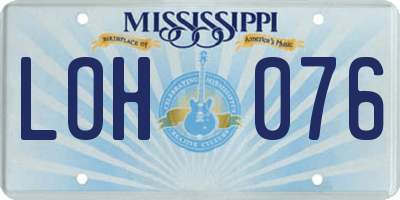 MS license plate LOH076