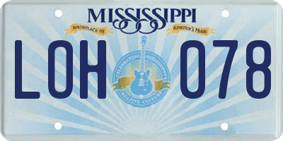 MS license plate LOH078