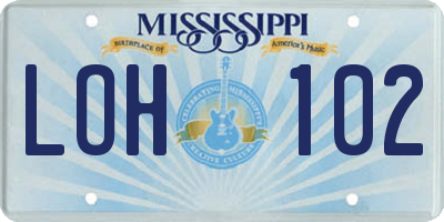 MS license plate LOH102