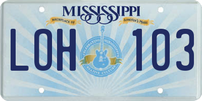 MS license plate LOH103