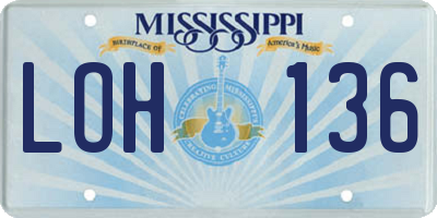 MS license plate LOH136