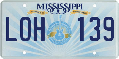 MS license plate LOH139
