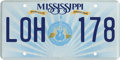 MS license plate LOH178