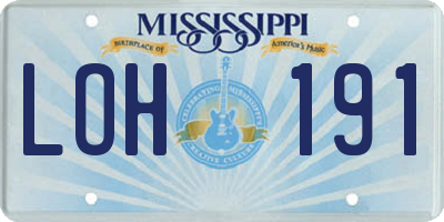 MS license plate LOH191