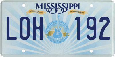 MS license plate LOH192