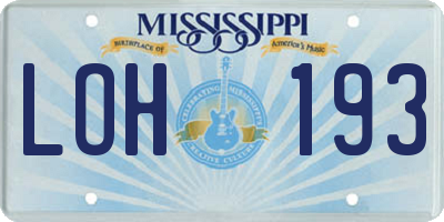 MS license plate LOH193