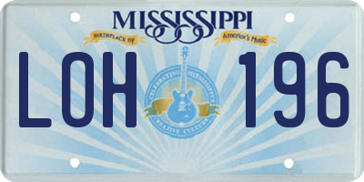 MS license plate LOH196
