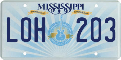 MS license plate LOH203