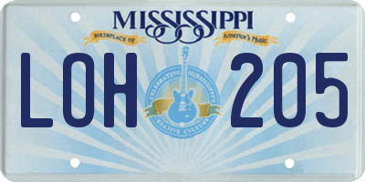 MS license plate LOH205