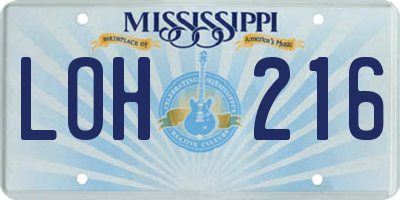 MS license plate LOH216