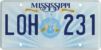 MS license plate LOH231