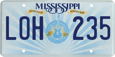 MS license plate LOH235