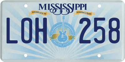 MS license plate LOH258