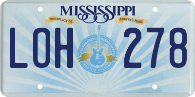 MS license plate LOH278