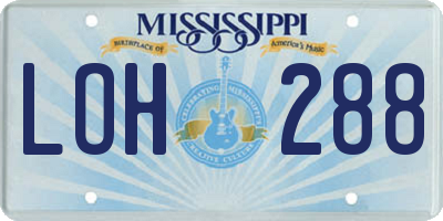 MS license plate LOH288