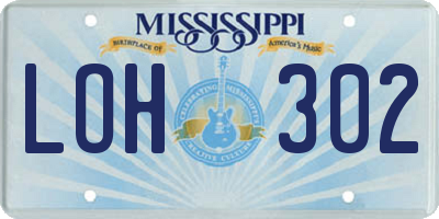 MS license plate LOH302