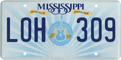 MS license plate LOH309