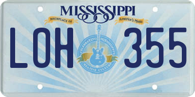 MS license plate LOH355