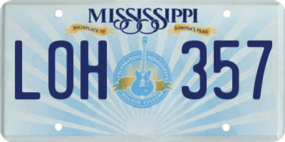 MS license plate LOH357