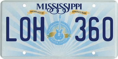 MS license plate LOH360