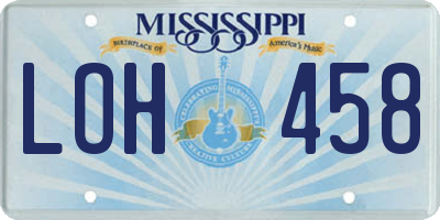 MS license plate LOH458