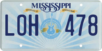 MS license plate LOH478